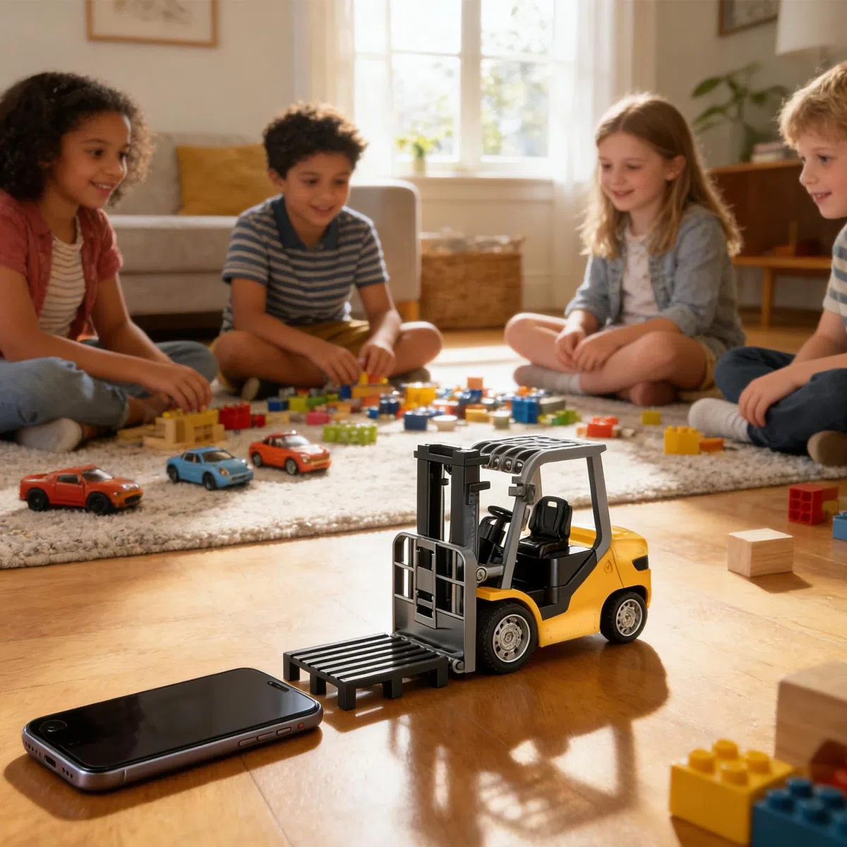 Carrello Elevatore Telecomandato - Giocattolo Muletto RC - Veicolo da Cantiere con Pallet | Simulazione di Sollevamento Realistica | Veicolo Telecomandato con Suoni, Gioco Educativo Motricità