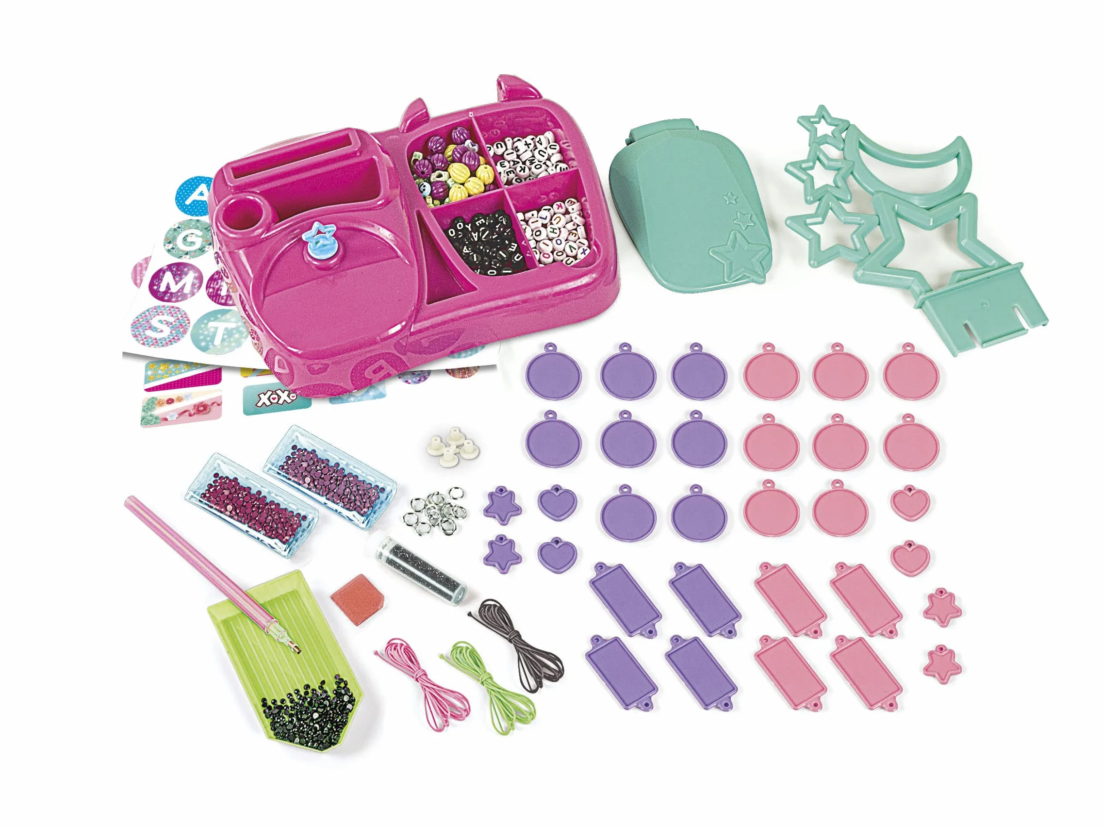 Clementoni Crazy Chic - Message Creations, Giochi Creativi Bambini 7+ Anni, Kit Creativo per Realizzare Braccialetti e Collane Personalizzati con Lettere, Perline e Gemme, Made in Italy, 18729