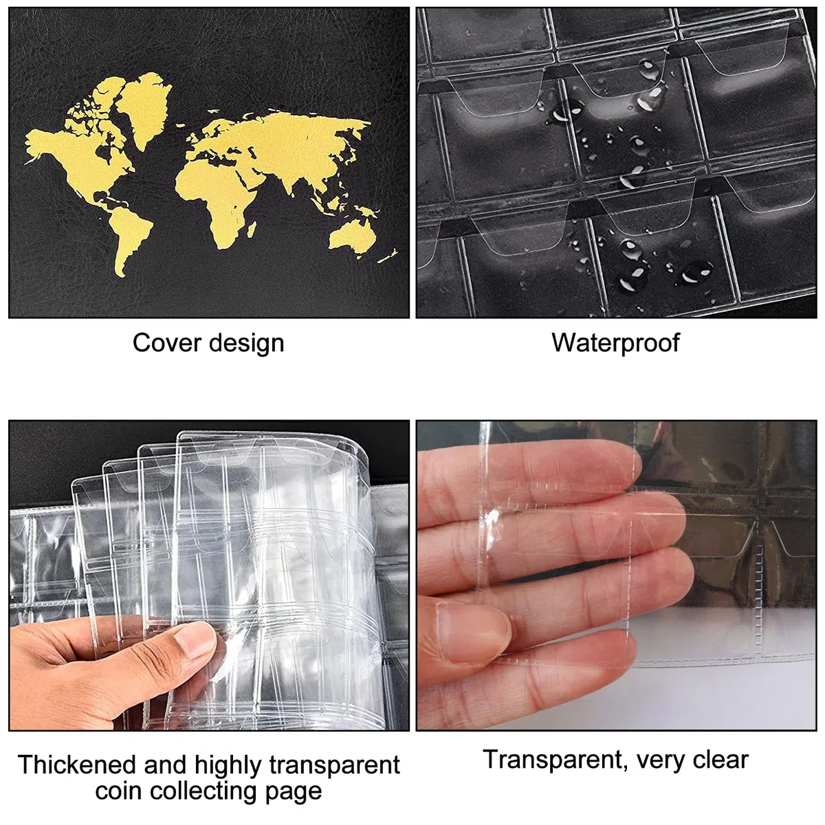 480 Tasche Raccoglitore Monete, 20 Pagine, Album per Monete da 2 Euro, 35x35mm Porta Monete da Collezione, Raccoglitore da Collezione con Cerniera, Album Portamonete per Euro, Sterlina, Pence