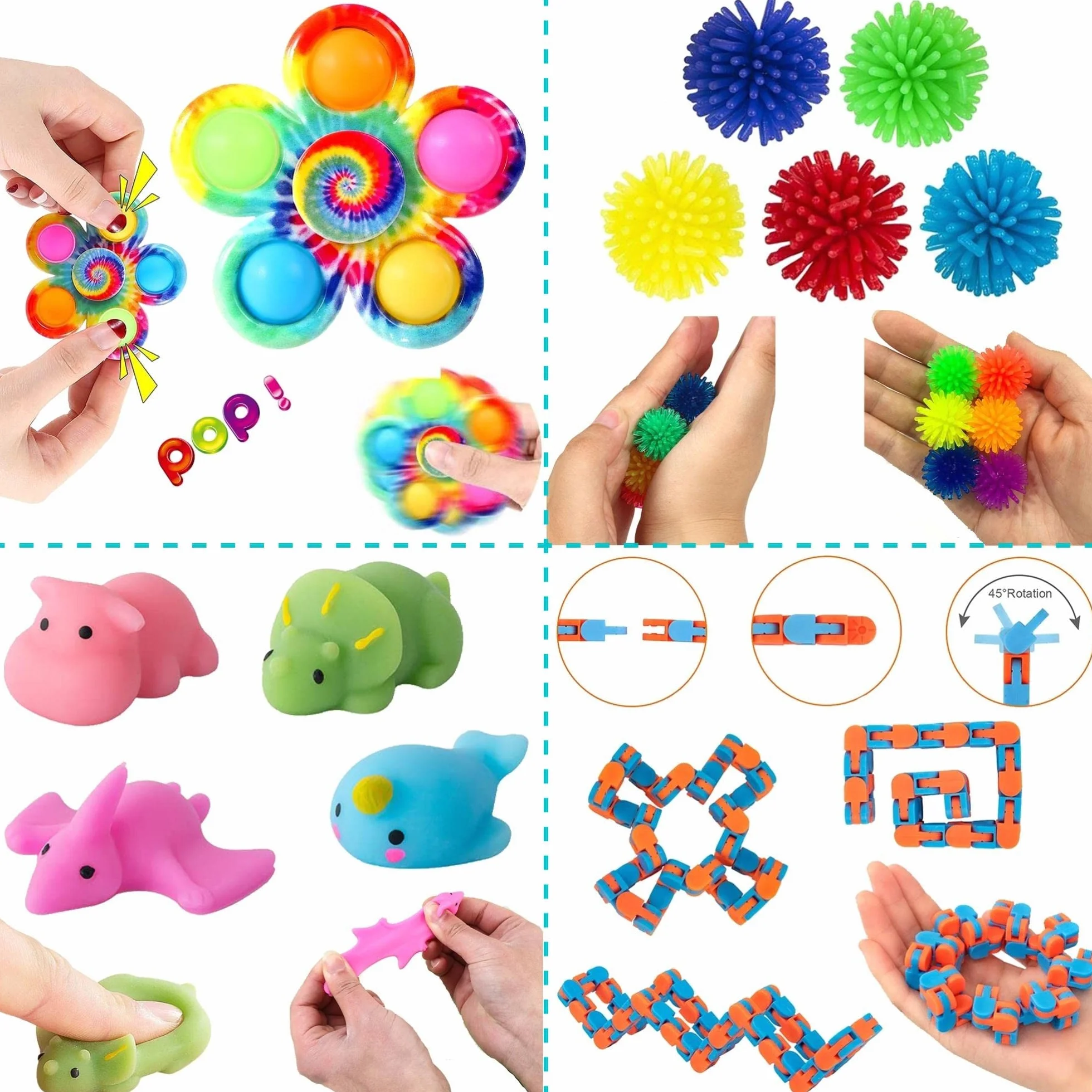 Chennyfun Fidget Toy Set, 26 Pezzi Fidget Toys Pack,Magic Burger Cube Fidget Toys Set Giochi Sensoriali Anti Ansia e Stress è Adatta per Adulti e Bambini, può Essere Usata Come Regali per Feste