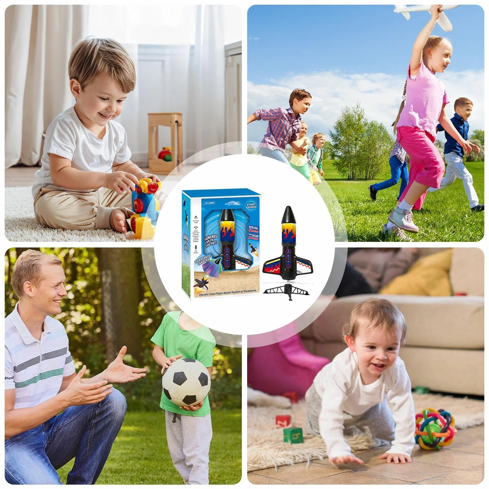 Generico Rocket Toy for Kids, Launching Rocket with Parachute, Outdoor Air Powered launchers Kit, Educational STEM Activity Set for Parent Child Interaction Students Group Play Fun