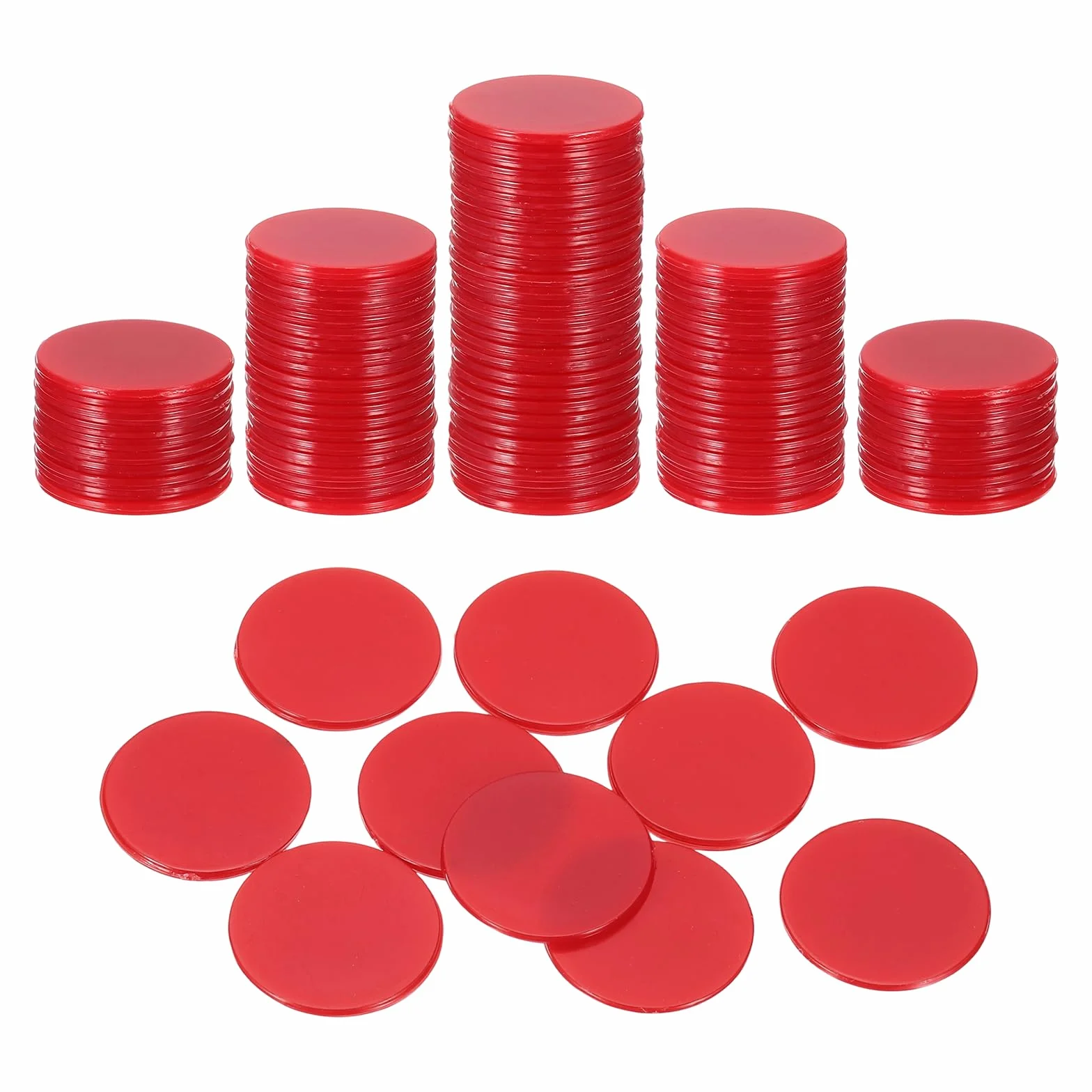 QUARKZMAN 120Pcs Fiche Di Poker Da 0.7 Pollici, Fiche Di Bingo In Plastica Contatori Per Apprendimento Dischi Per Conteggio Segnapunti Gettoni Opachi Per Giochi, Rosso, Piatto