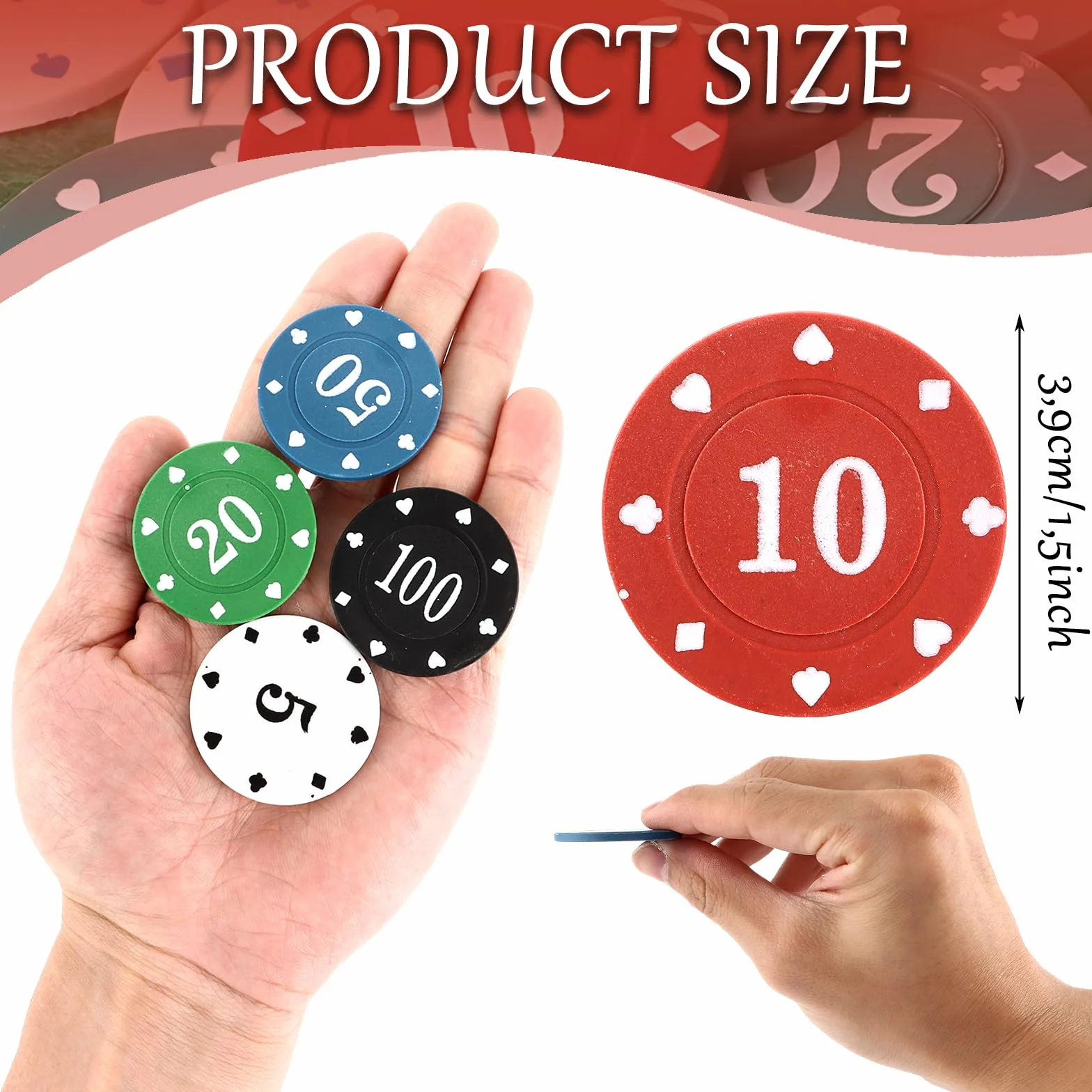 STARVAST 300 chip in plastica numerati 5/10/20/50/100 per viaggi e feste in famiglia