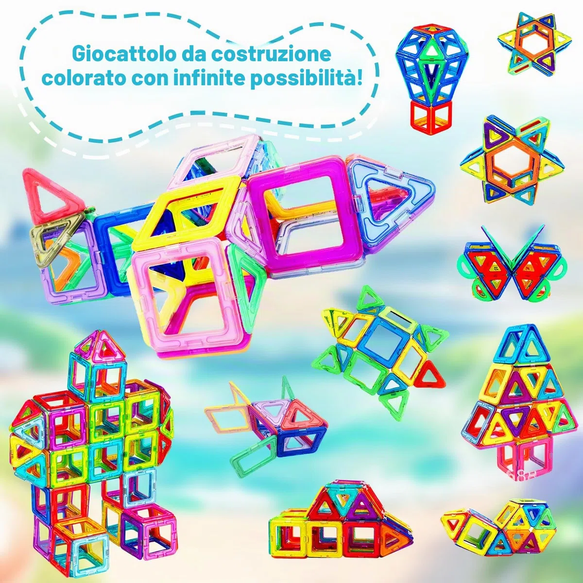 Blocchi Magnetici 120 Pezzi Giocattolo Magnetico per Bambini Giocattolo Educativo a partire da 3, 4, 5, 6, 7, 8 Anni Magneti Giocattolo Regalo per Ragazzo Ragazza Blocchi da Costruzione