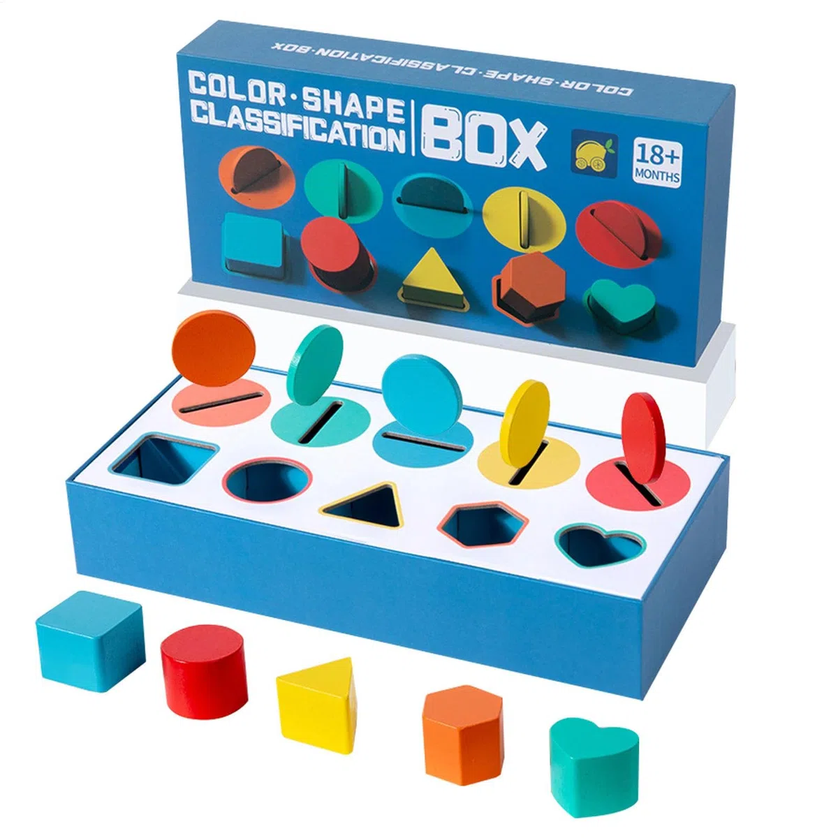 Wooden Sorting Box, Shape Sorter Box, Color Sorting Toy, Fine Motor Game, Colors and Shapes Toy, Educational Sorting Toy Color and Shape Recognition for Boys and Girls Ages 3+