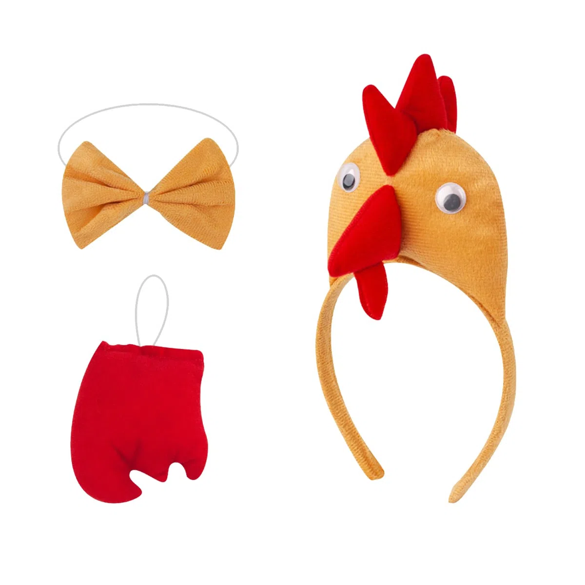 Set di 3 cerchietti per capelli da pollo, con coda di papillon, per Halloween, Pasqua, feste, feste di compleanno, cosplay