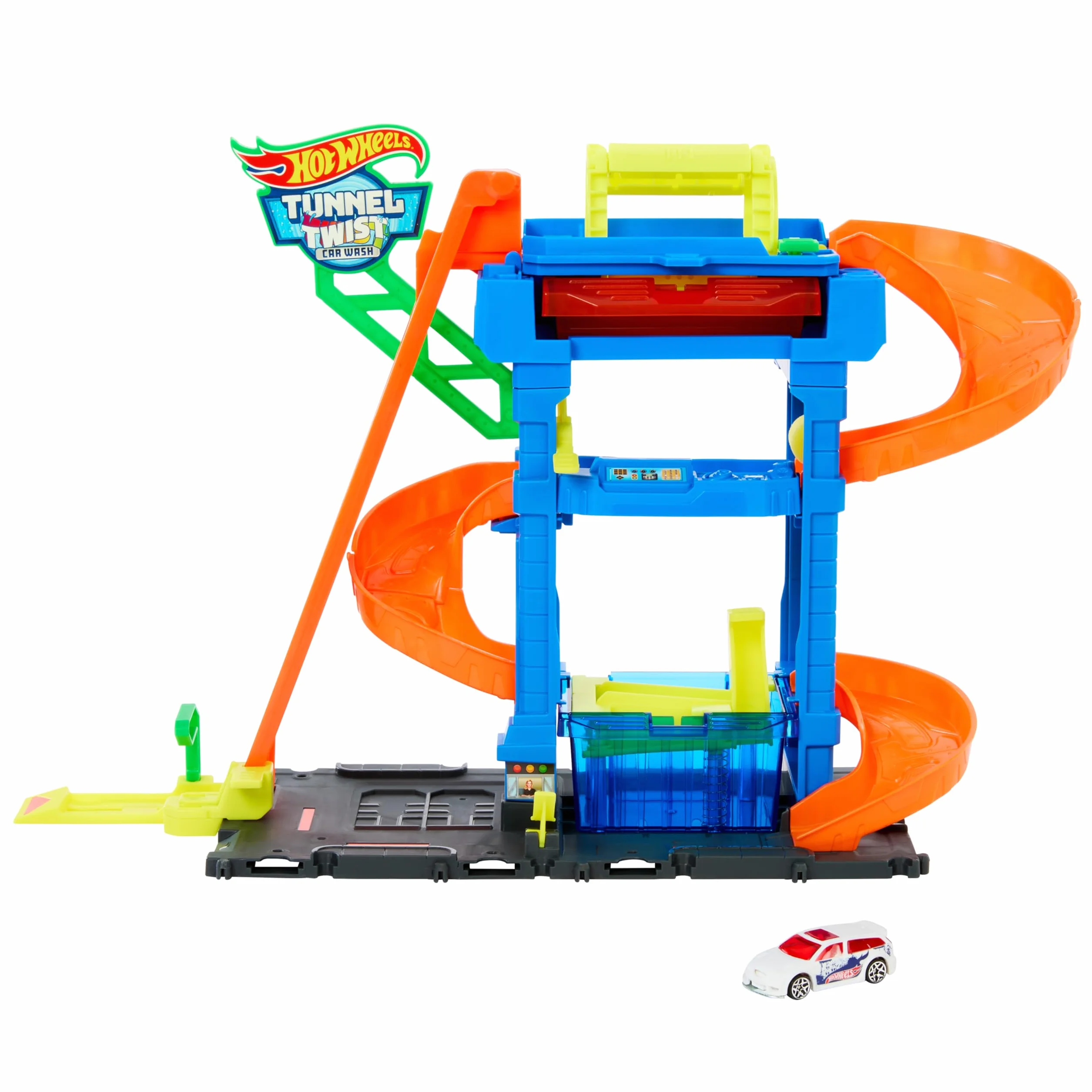 Hot Wheels 'Let's Race' Netflix - Autolavaggio con Tunnel, playset con pista e tunnel che spruzza acqua, include 1 veicolo in scala 1:64 cambia-colore in acqua calda e fredda, 3+ anni, HTN80