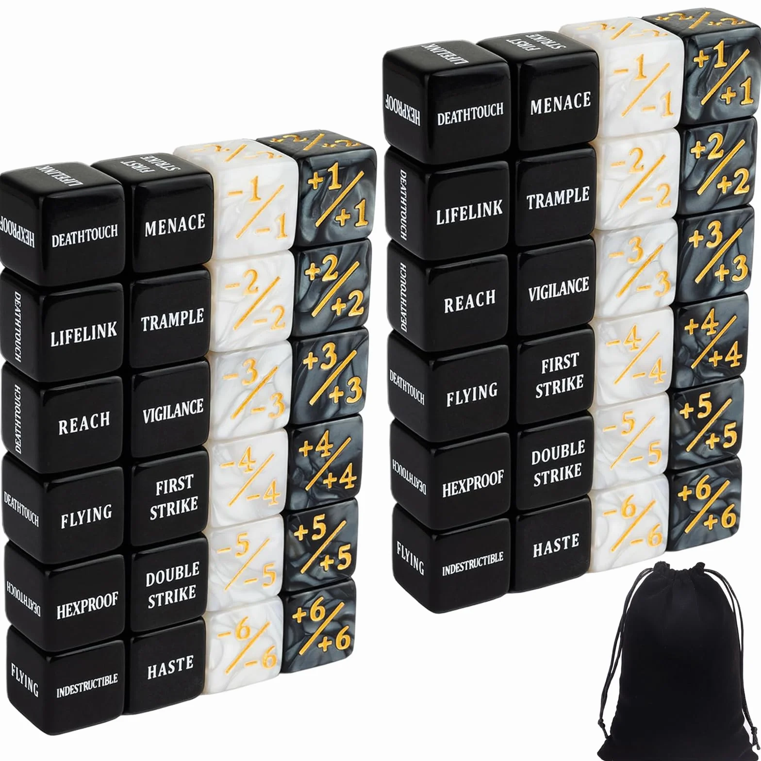 Counter Dadi 48 Pezzi Set di Dadi in Acrilico con Sacchetto di Velluto Abilità Parole Chiave Contatori per MTG TCG Accessori per Giochi di Carte per Feste Giochi