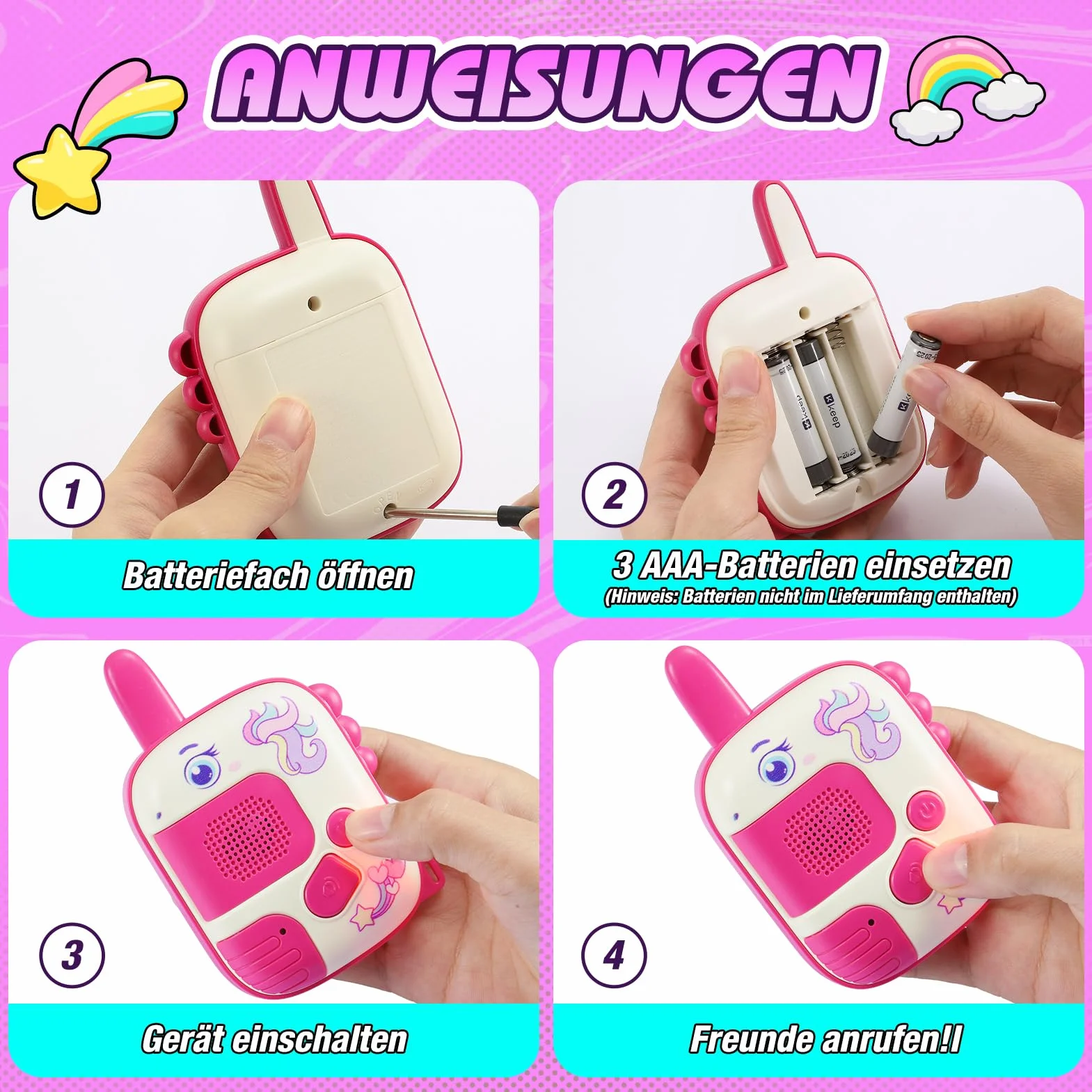 Walkie-Talkie Bambini, Regalo Bambina 3-8 Anni Walkie Talkies Giochi Bambina 3 4 5 6 7 Anni Giocattoli Giochi Esterno Bambina Giocattoli Bambina 4-6 Anni Unicorno Regalo di Pasqua