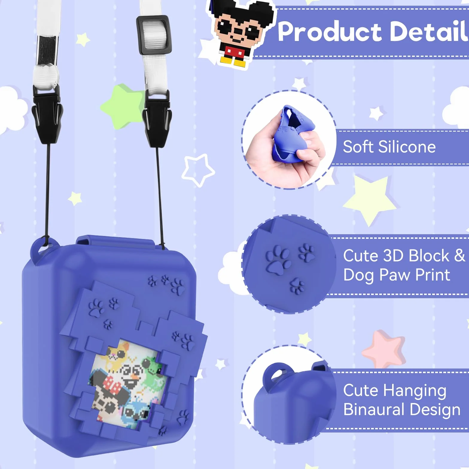 Qoosea Custodia in Silicone per Bitzee Animale Domestico Digitale con Cordino Custodia Protettiva in Silicone a Copertura Totale Custodia Morbida Compatibile con Bitzee