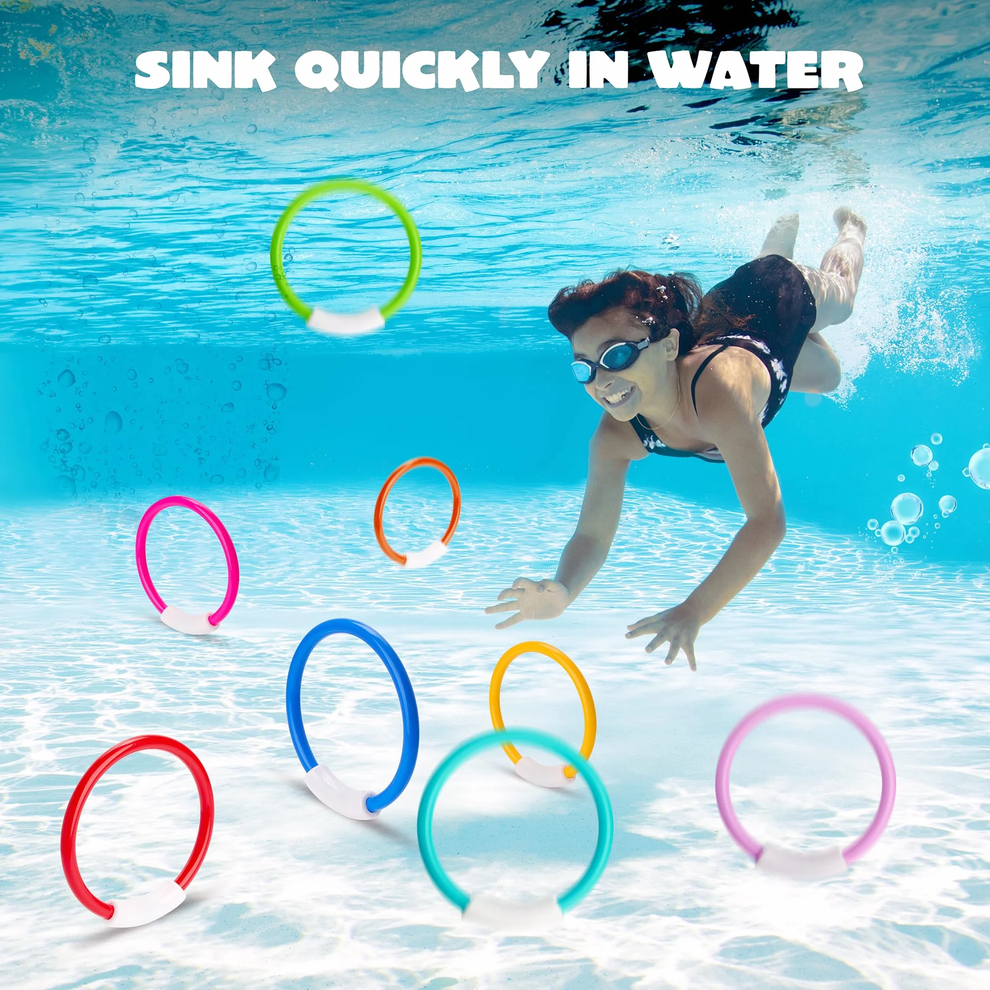 JOYIN Anello da Immersione da 8 Pezzi, Giocattoli da Immersione per Bambini, Giochi subacquei, Giochi d'Acqua,Animali da Immersione,Estate