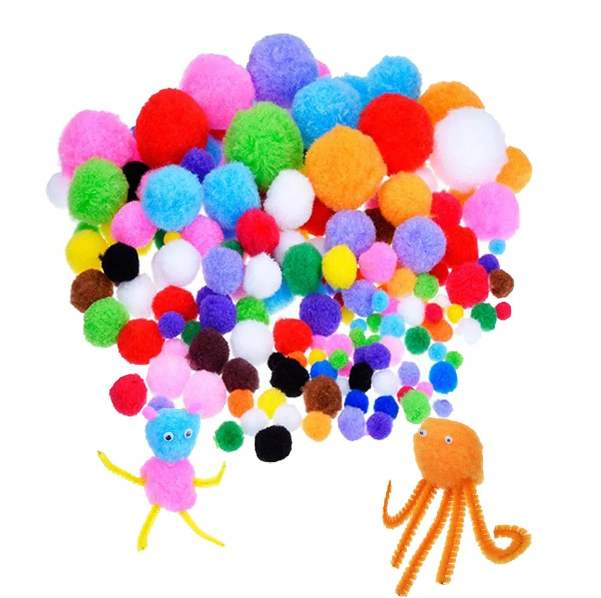 Wartoon Pipe Cleaners Crafts Set, Tubi ciniglia e Pompom con Google Eyes e Bastoncini Craft Assortiti di Colori Feltro di Tessuto in Feltro Non Tessuto per Fai Da Te 590 Pezzi