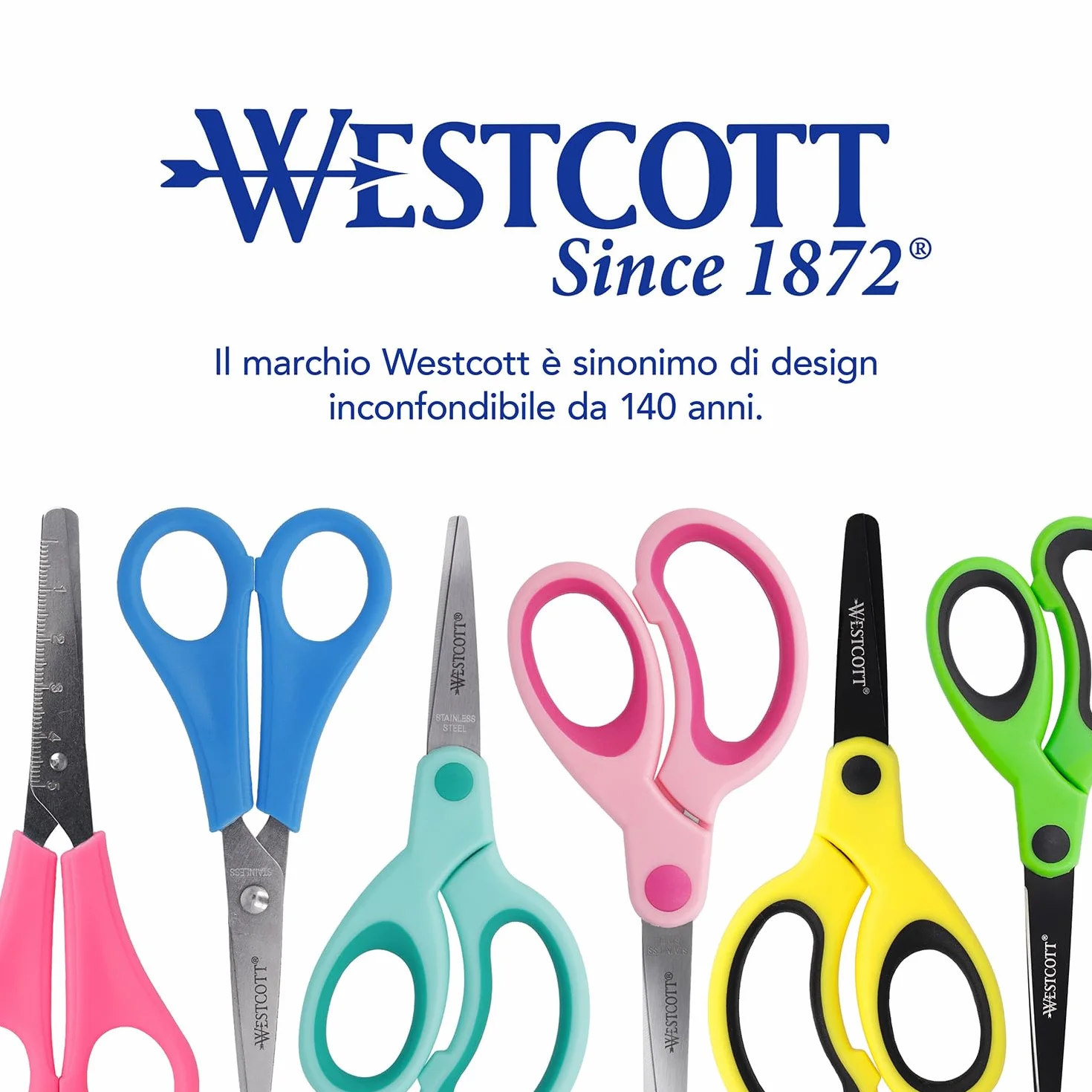 Westcott Forbici per bambini 30 pezzi in confezione espositiva | Forbici con scala integrata da 5 cm | Forbici da bricolage 13 cm (5") ideali per le mani dei bambini | Punta arrotondata | E-2150S