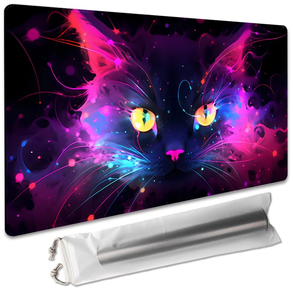 Tappetino da gioco MTG da 35,6 x 61 cm, compatibile con OCG CCG RPG TCG (gatto colorato 2)