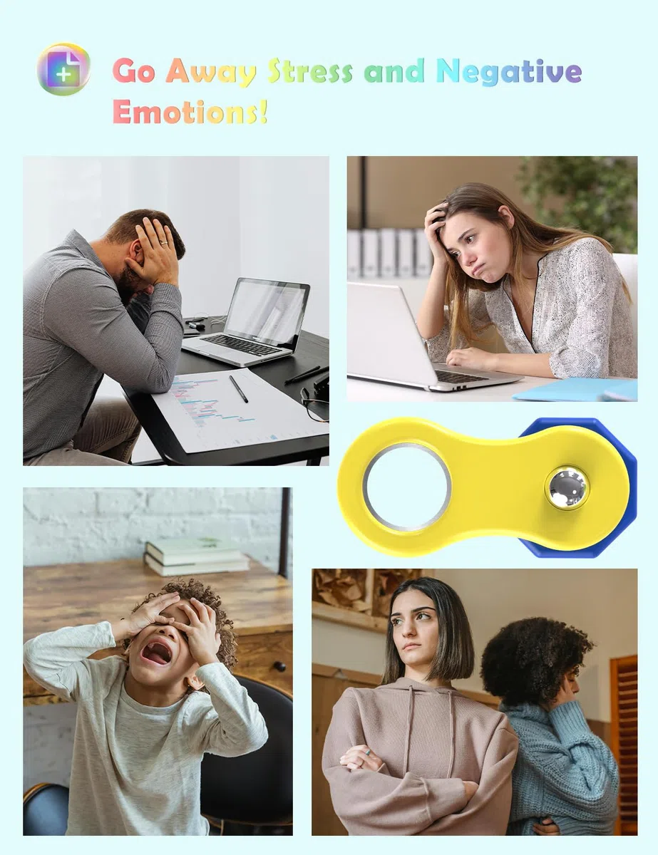 ROXENDA Giocattolo Rotante Fidget Roller, Hand Fidget Spinners Giocattolo Anti-Stress e Anti-Ansia, Perfetto per Bambini, ADD, ADHD, Autismo come Regalo（Giallo）