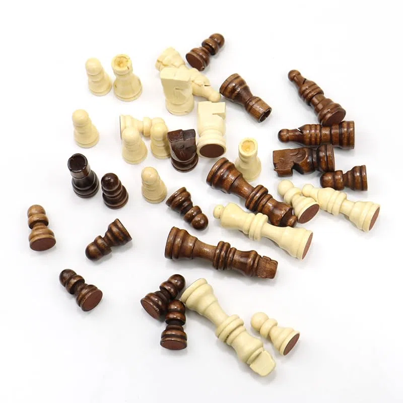 SET 32 PEDINE SCACCHI IN LEGNO - BIANCHE E NERE, ALTEZZA 2.5" | PERFETTE PER ADULTI E BAMBINI