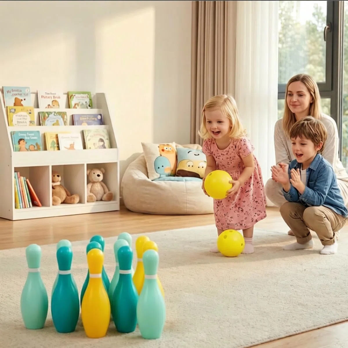 Set da bowling per bambini con 10 birilli e 2 palline - Giochi da bowling in plastica per bambini, giocattoli sportivi per interni ed esterni con birilli facili da colpire per la coordinazione