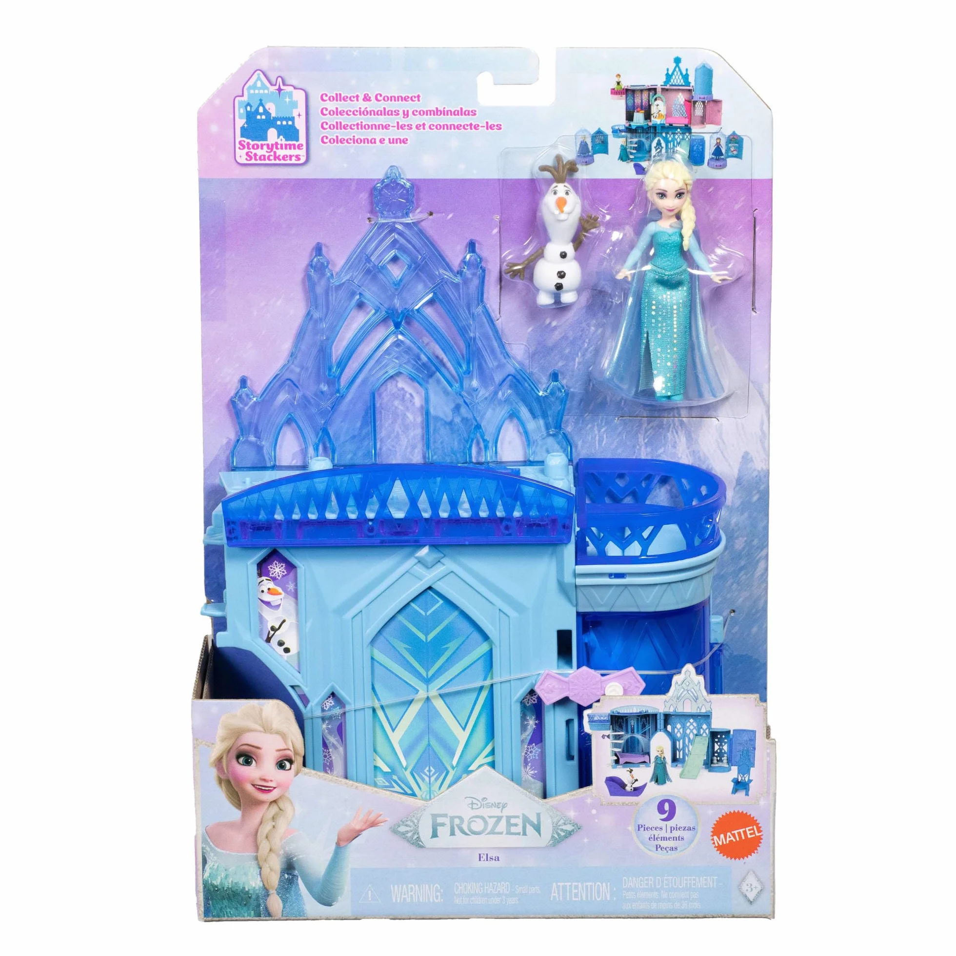 Mattel Disney Frozen - Il Palazzo di Ghiaccio di Elsa, set castello componibile ispirato al film con mini bambola e 8 accessori inclusi, giocattolo per bambini, 3+ anni, JDP63