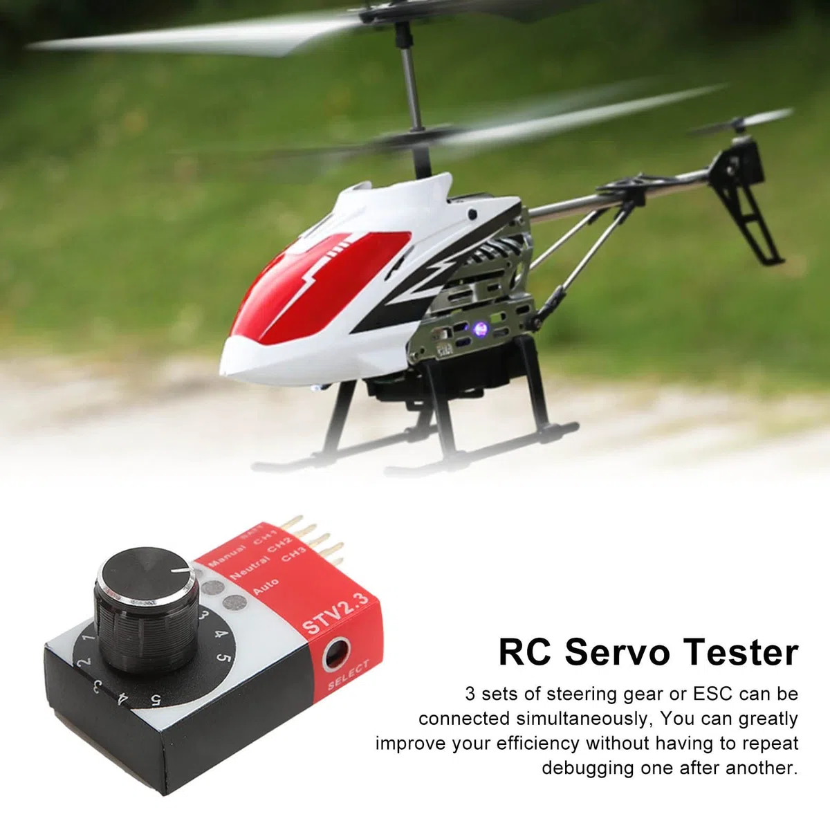 Servo Tester RC, servo Tester DC4.8-6.0V Controllo SCM affidabile ad Alta precisione per Elicottero telecomandato