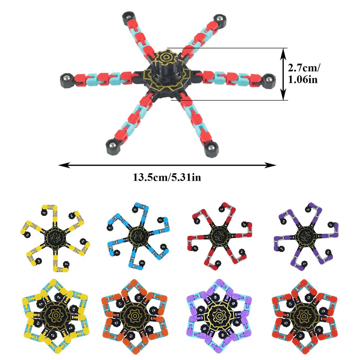 8 Pezzi Hand Spinner Fidget Toy DIY Deformabile Fidget Spinner Luminosi Giocattoli Sensoriali Divertenti Robot Giocattolo a Catena Trasformattabile per Celebrare Vacanze, Feste, Regali Di Natale