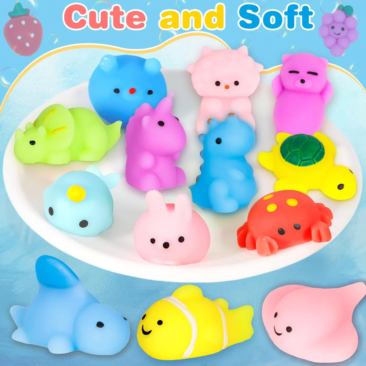 Purpledi Squeeze Toys Squishy Giocattoli 50 pezzi per Feste per Bambini, Giocattoli Antistress da Spremere Morbidi , Regalo di Natale,Regalini Fine Festa Compleanno