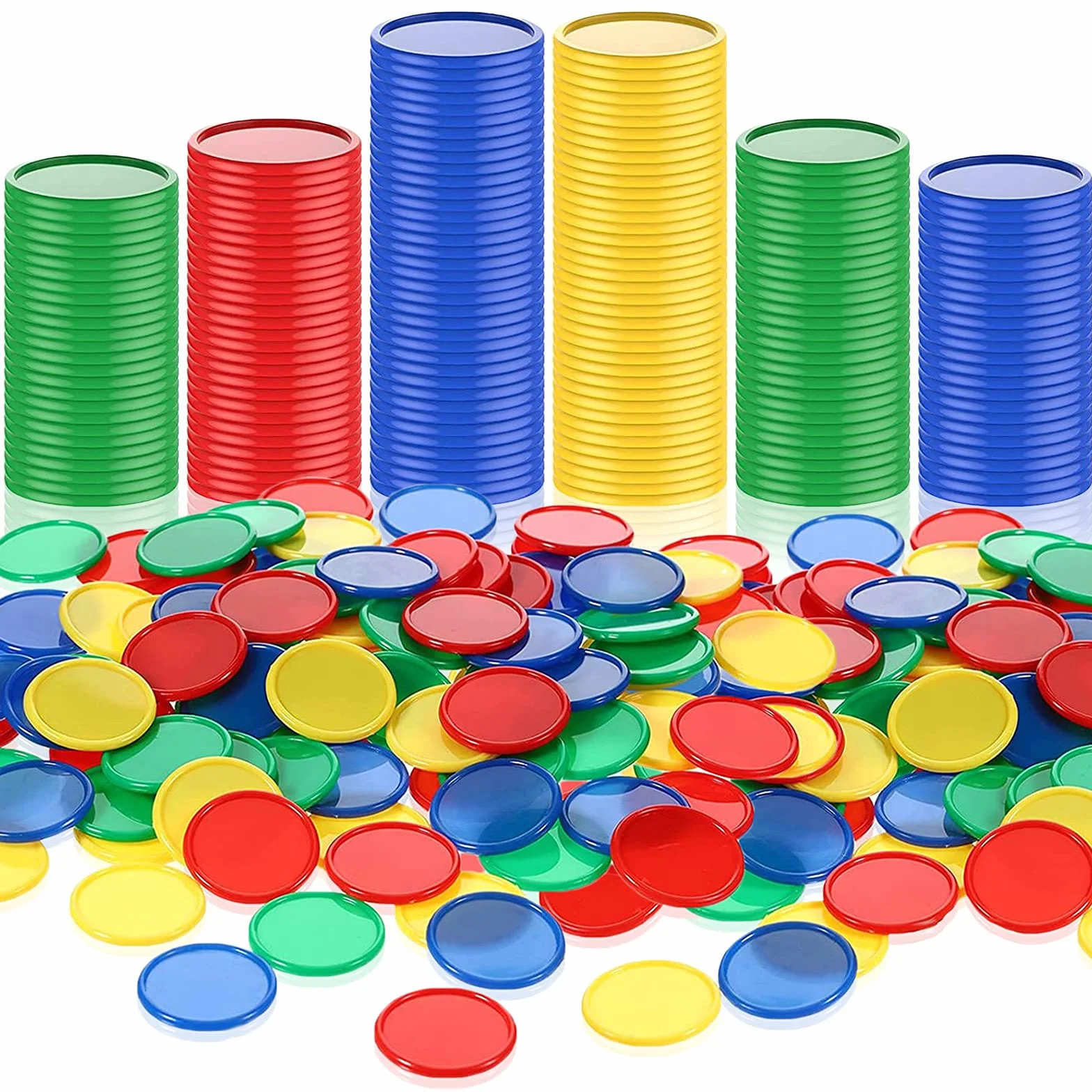 400 Fiches Poker in Plastica 4 Colori 1 Pollice - Chip per Conteggio Apprendimento Matematica