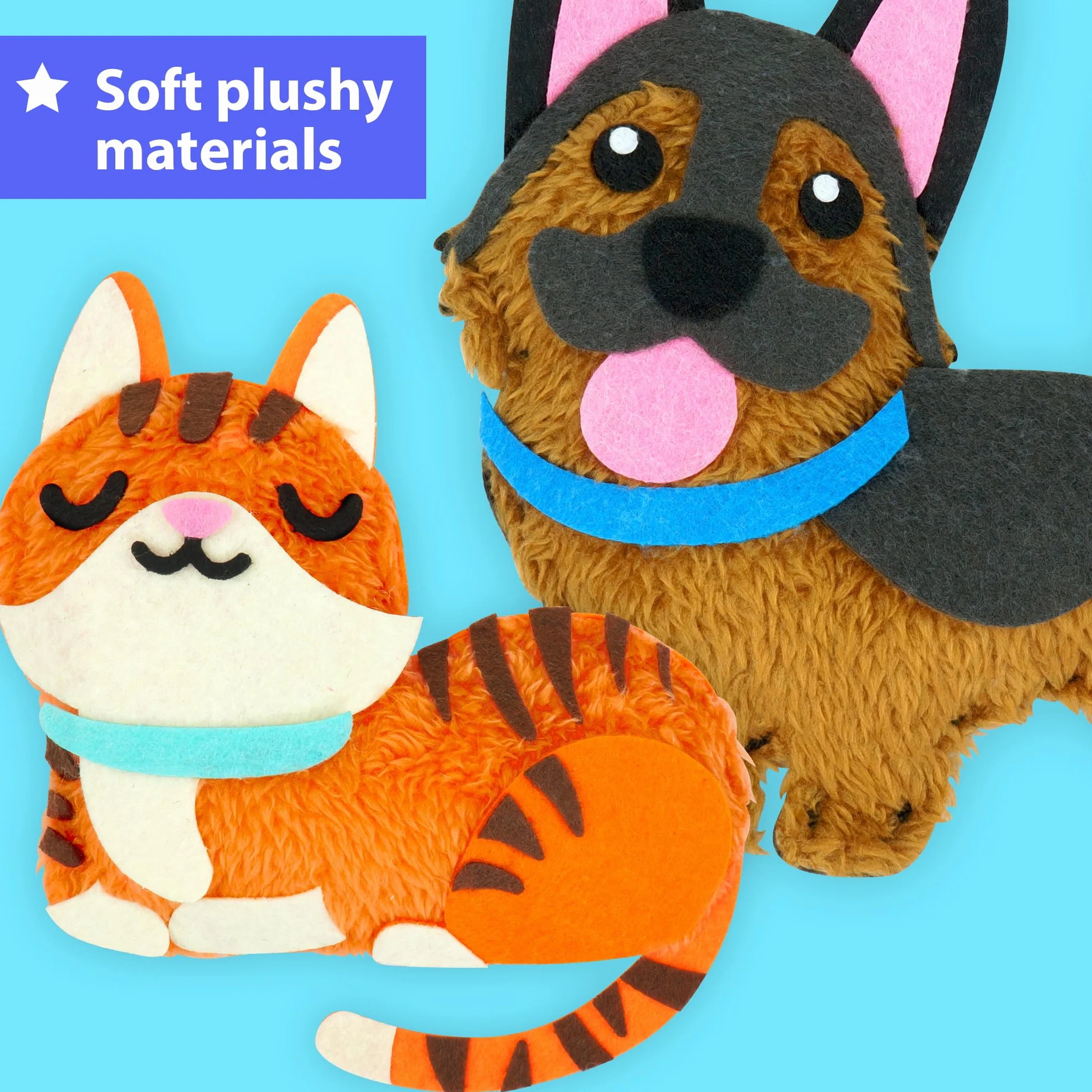 KRAFUN Kit da Cucito Cuccioli e Gattini per Bambini 5+ Anni, 8 Progetti Fai da Te (Cani, Gatti), Feltro, Istruzioni, Scatola Riutilizzabile, Giocattolo Educativo