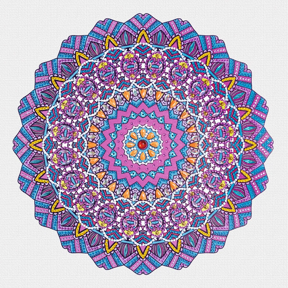 Ursus 43520008F - Diamond Painting Mandala Set 8, set artigianale con tela e pietre nei toni del viola, rosa e blu