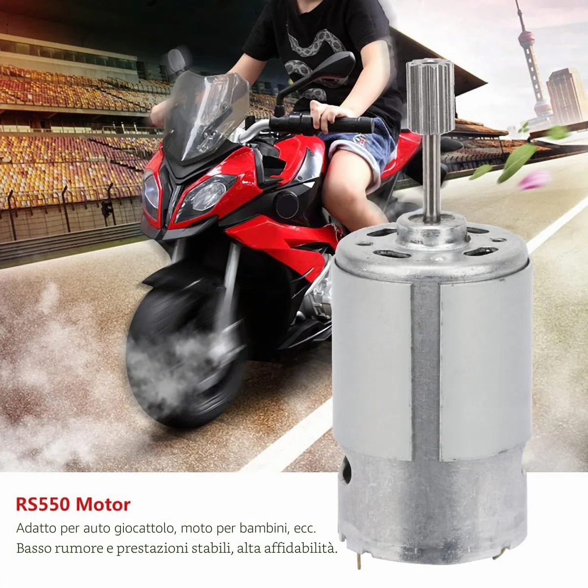 Motore RS550, 6V RS550 Micromotore ad alta velocità Motore di azionamento Accessori per motori per bambini Pezzi di ricambio per giocattoli per bambini auto RC (6V 550-20000)