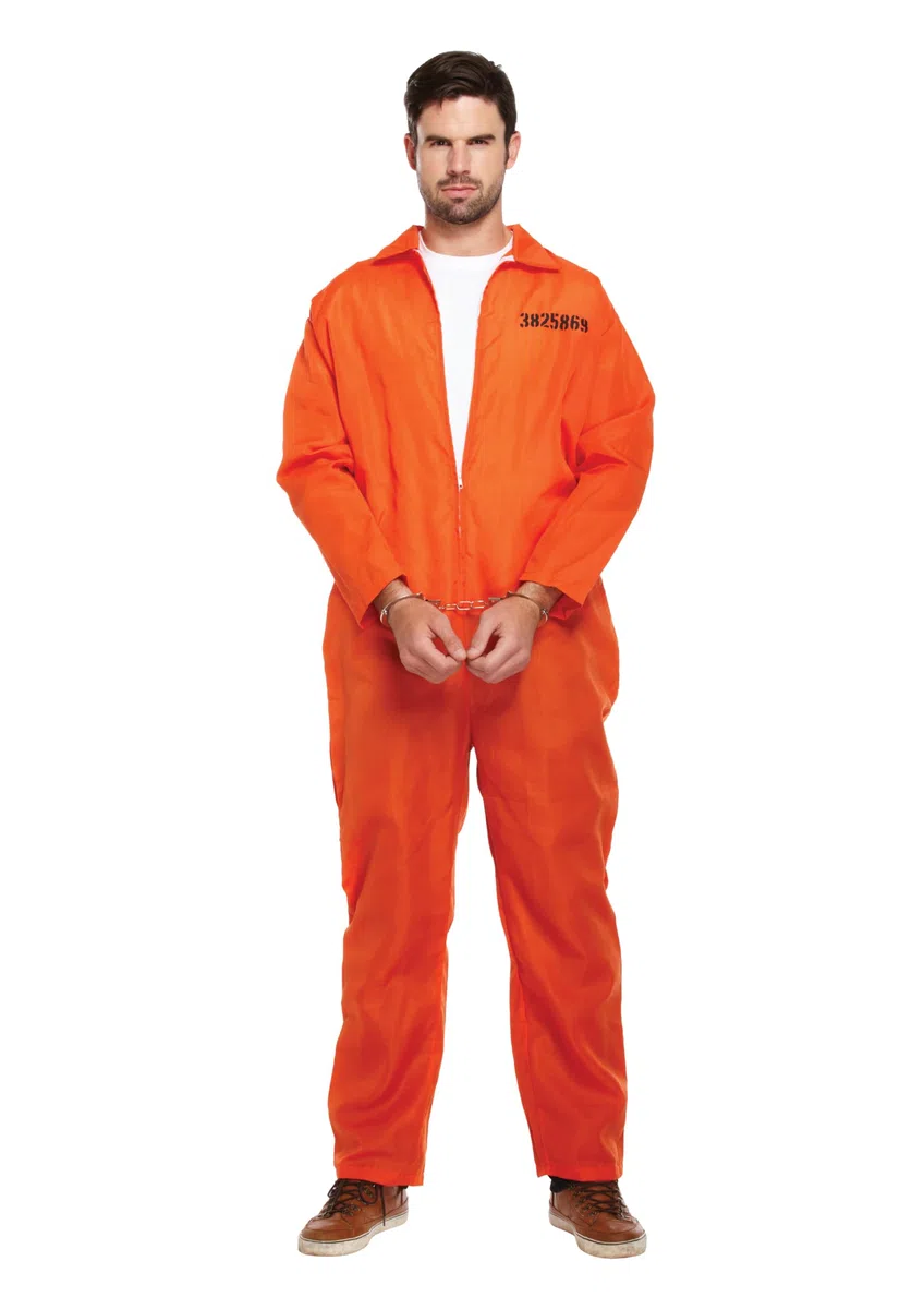 Costume Fancy Dress Prigioniero (Arancione)