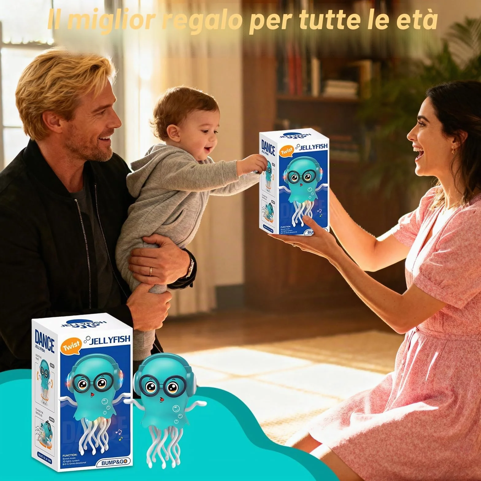 HOSSOM Giocattolo Medusa Danzante e Strisciante con Luce e Musica, Giocattolo Elettrico per Meduse Striscianti, Regalo di Compleanno Divertente