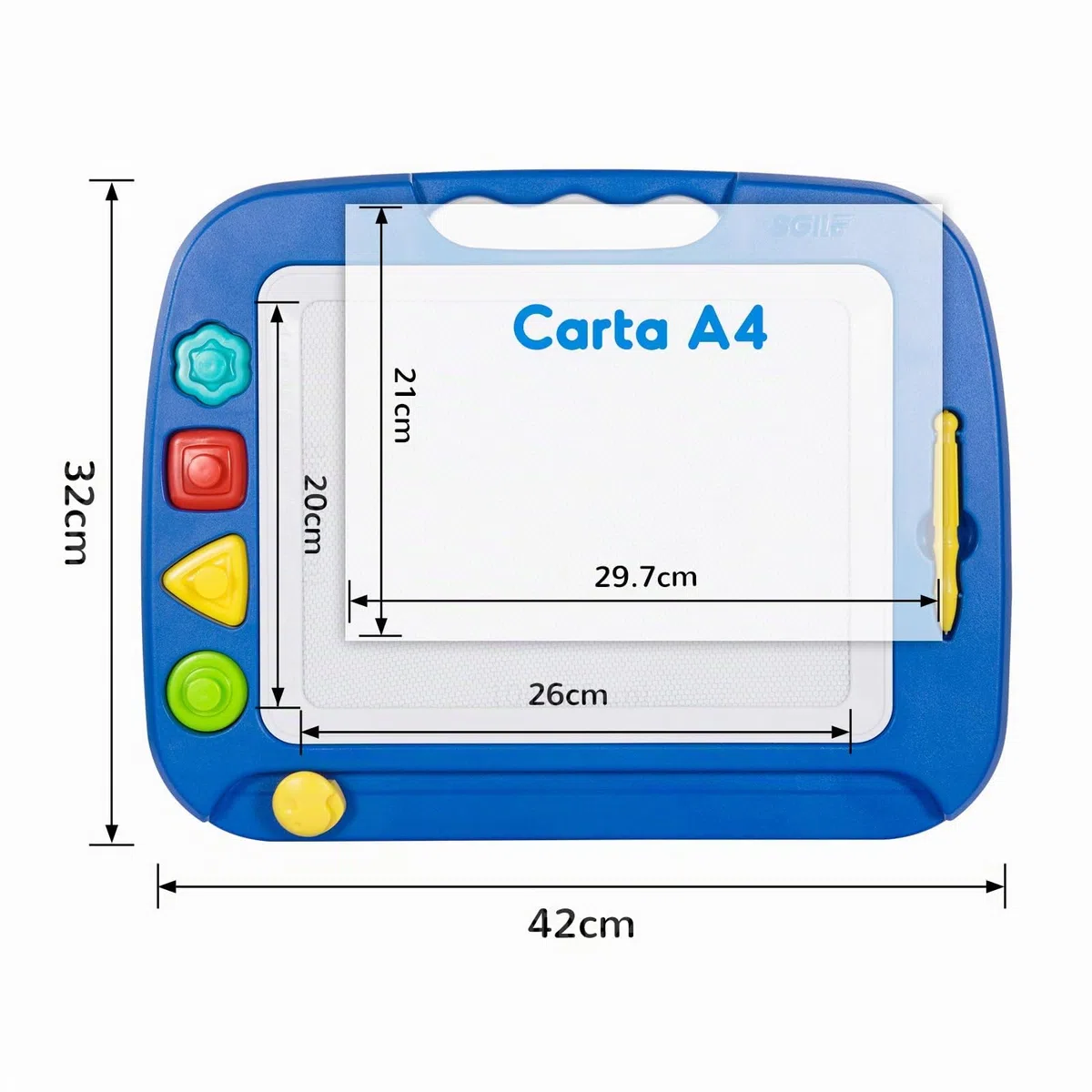 SGILE Grande Lavagna Magnetica per Bambini 2, 3, 4 Anni, Tavola da Disegno Cancellabile Lavagnetta Magica, Giocattoli Educativi, Regalo per Bambini, Portatile, 42 x 32 cm, Blu
