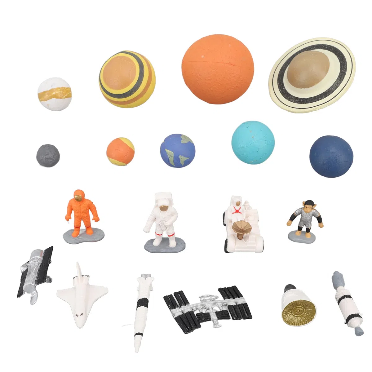 Statuetta di astronauta spaziale, modello di pianeti, realizzata a mano in PVC da collezionare con e 9 pianeti, per il giocattolo d'avventura spaziale e l'apprendimento
