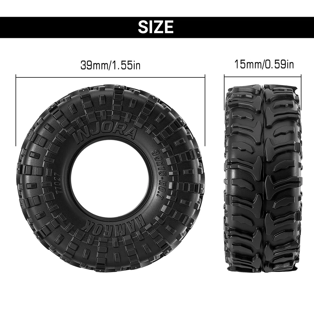 INJORA Pneumatici Hamrok da 0,7 pollici, 39 x 15 mm, per 1/30 Axial SCX30 (T7027)