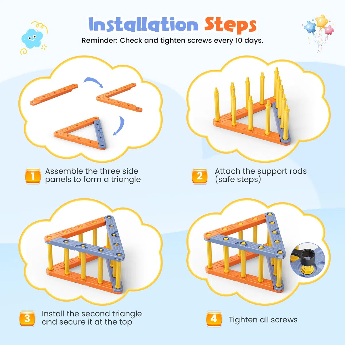 Telaio da arrampicata per i più piccoli,Telaio da arrampicata in plastica,Telaio da arrampicata triangolare,Palestre della giungla indoor per i più piccoli