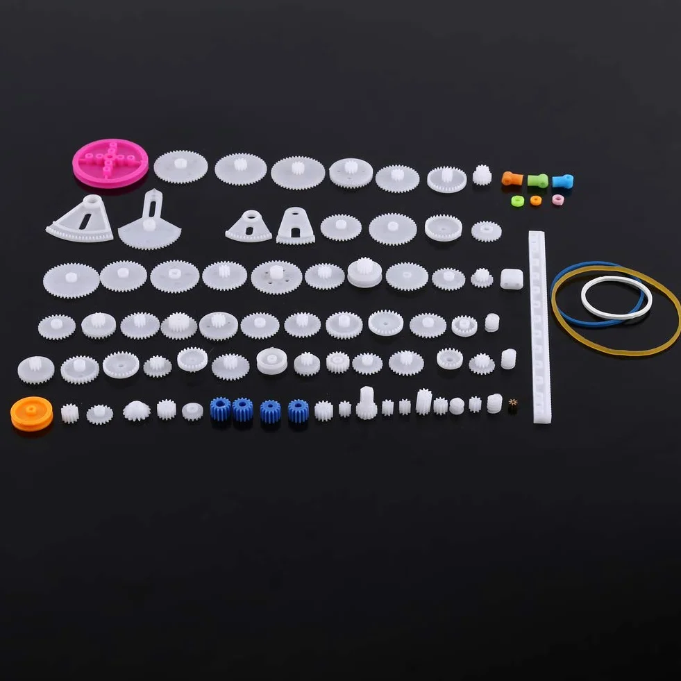 Fafeicy Set Ingranaggi in Plastica Ingranaggi Motore Elettrico 12V Kit Viti Senza Fine per Puleggia Ingranaggi per Corona Parti Giocattoli per Robot Giocattolo(The Essence of 85 Kinds of Gear Pack)