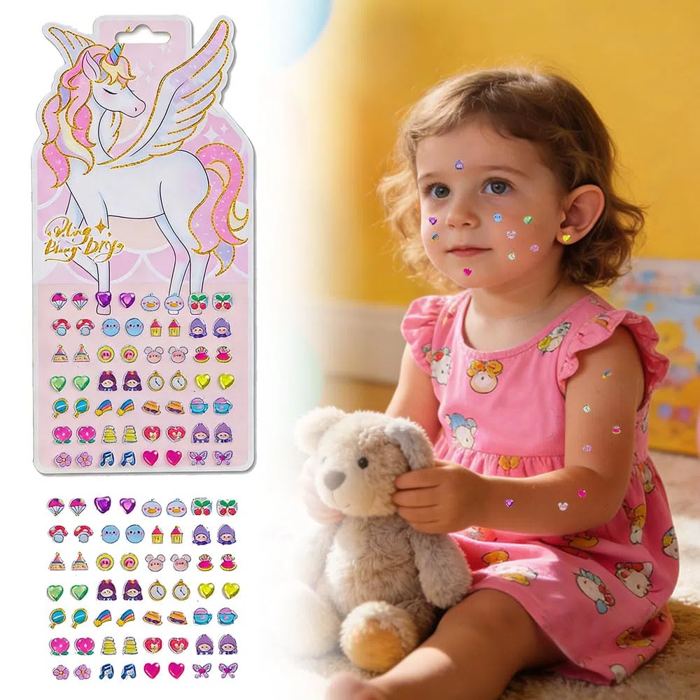 Orecchini da attaccare per ragazze, adesivi 3D autoadesivi con cristalli glitterati a forma di principessa, adesivi per orecchini, adesivi per unghie, fai da te, decorazione per feste, regali di