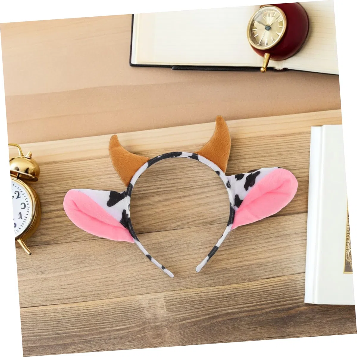 TOYANDONA 4pezzi Cerchietto per Capelli Forma di Mucca Corna e Orecchie Design Elastico per Feste Tema Cosplay e Spettacoli Adatto Tutte Testa