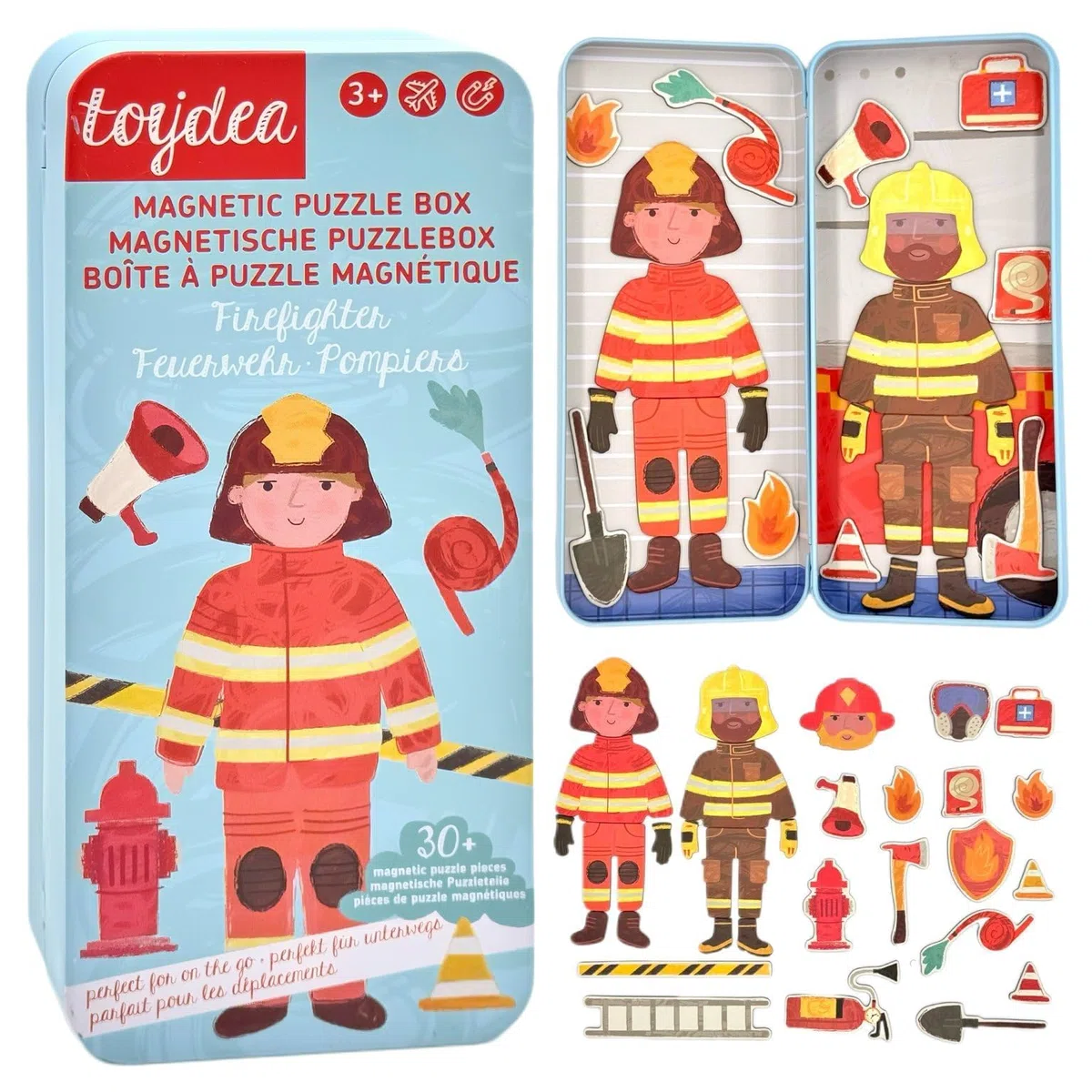 Gioco magnetico - Puzzle pompiere - Promuove le capacità motorie e l'immaginazione, giocattolo dei pompieri a partire dai 3 anni, gioco di viaggio ideale per bambini, regalo da vigile del fuoco