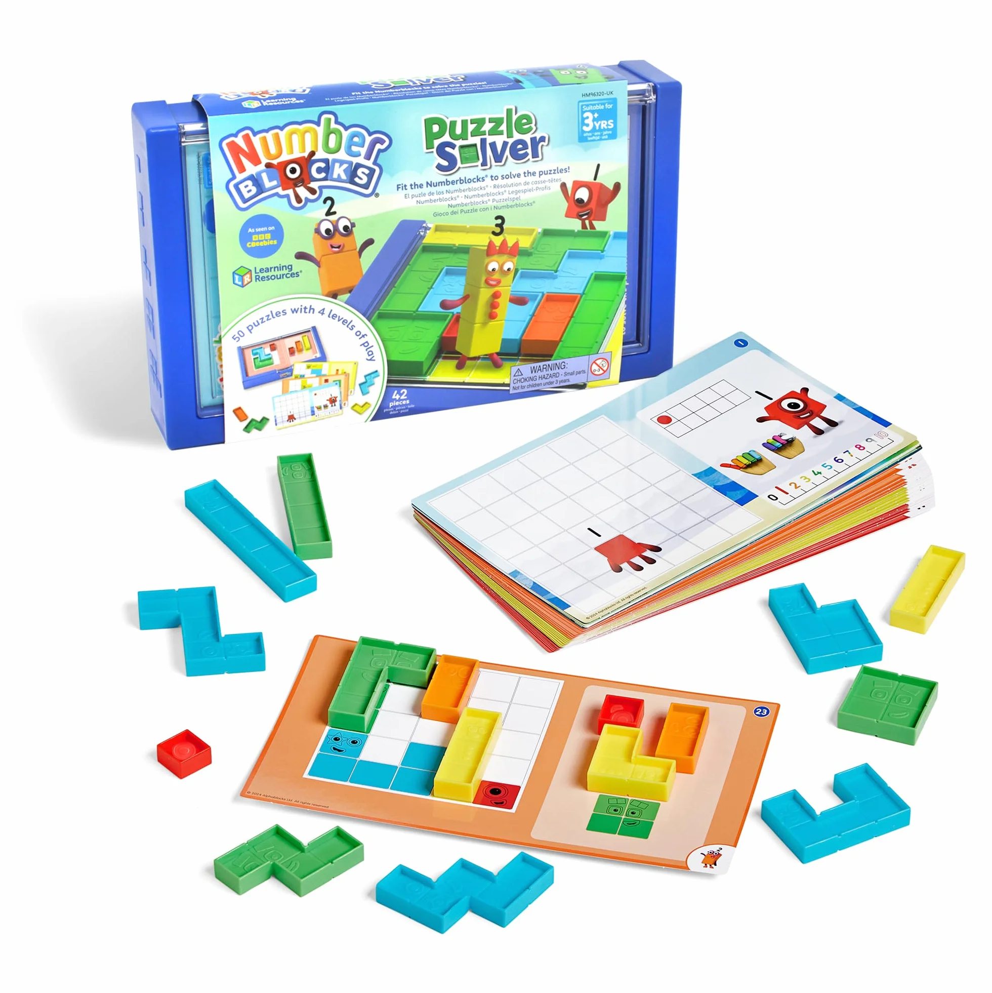 Learning Resources Numberblocks Risolutore di Puzzle, Giocattoli per Bambini di 3 Anni, 50 Puzzle con 4 Livelli di Gioco, Giochi da Viaggio