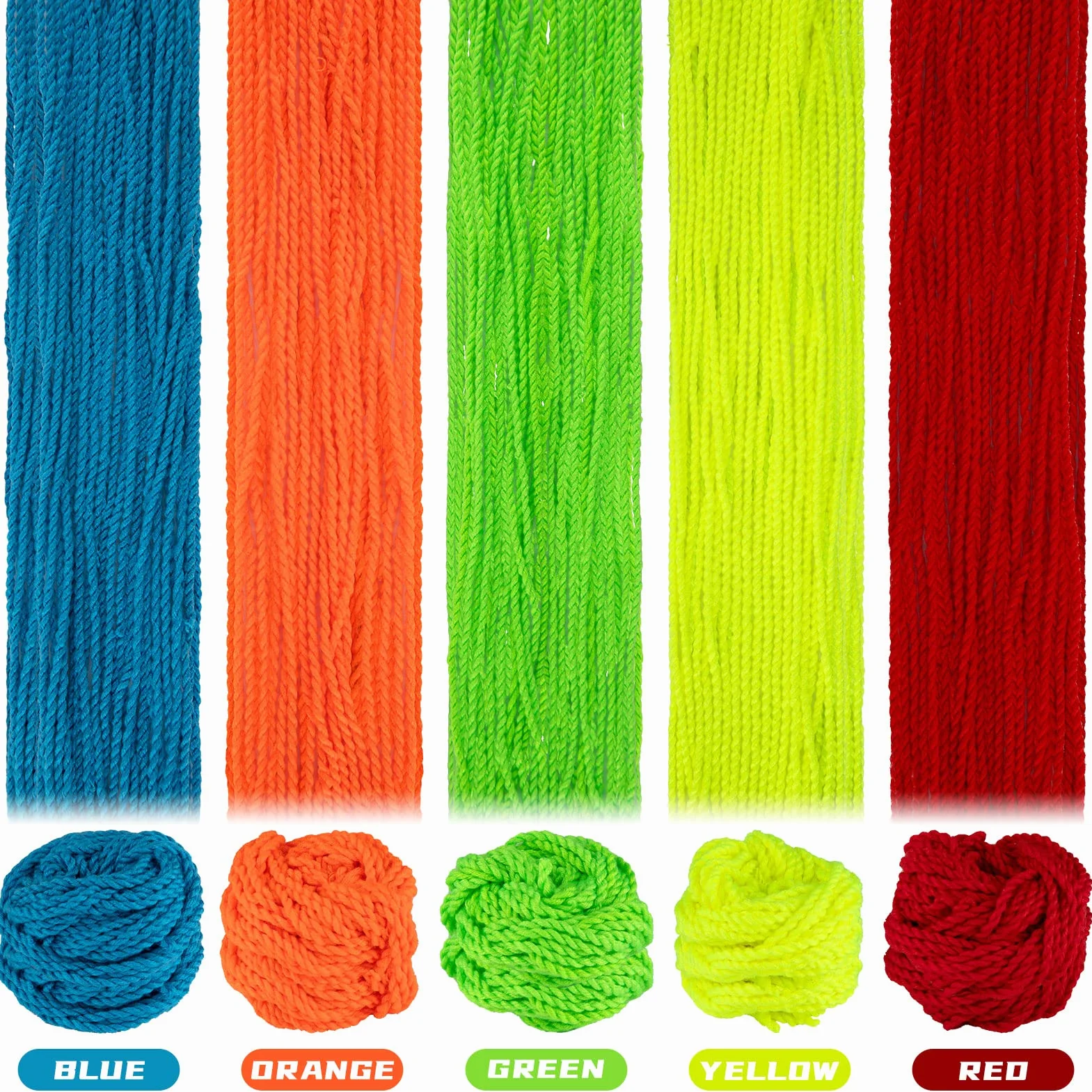 Yoyo Strings Professional 100% poliestere, Yoyo String for Responsive Oro Unresponsive Yoyo, Yo-yo String Pack of 25 - Yellow, verde, blu, arancione, rosso