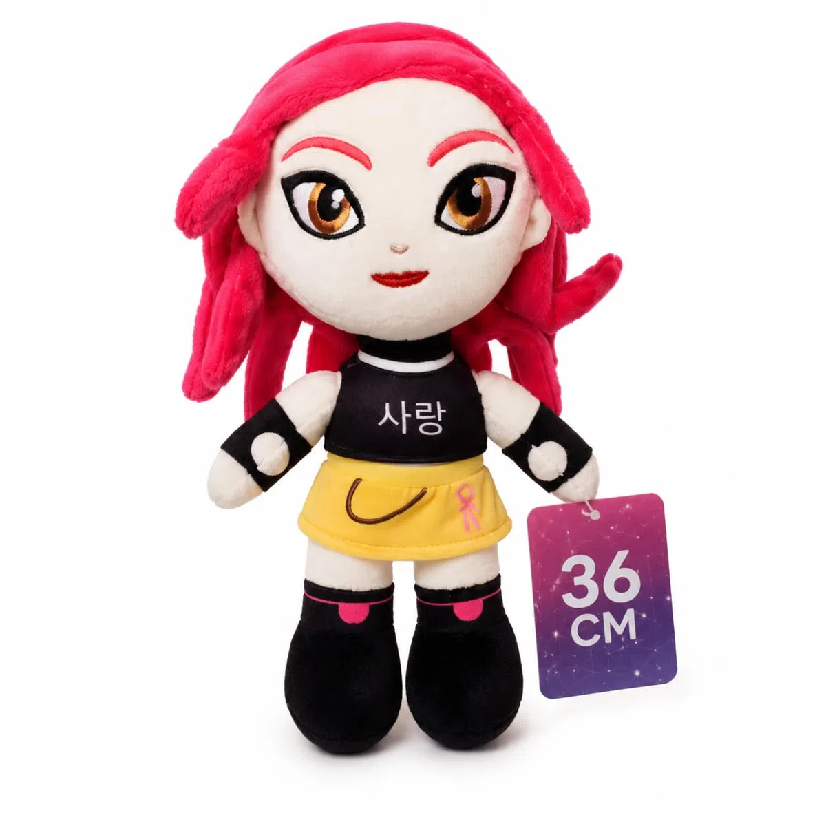 Grupo Moya Peluche K-Pop Mira, 36 cm, morbida bambola in tessuto con dettagli ricamati, peluche da collezione ispirato alla musica coreana, regalo per fan K-Pop, idolo coreano ufficiale (rosa)