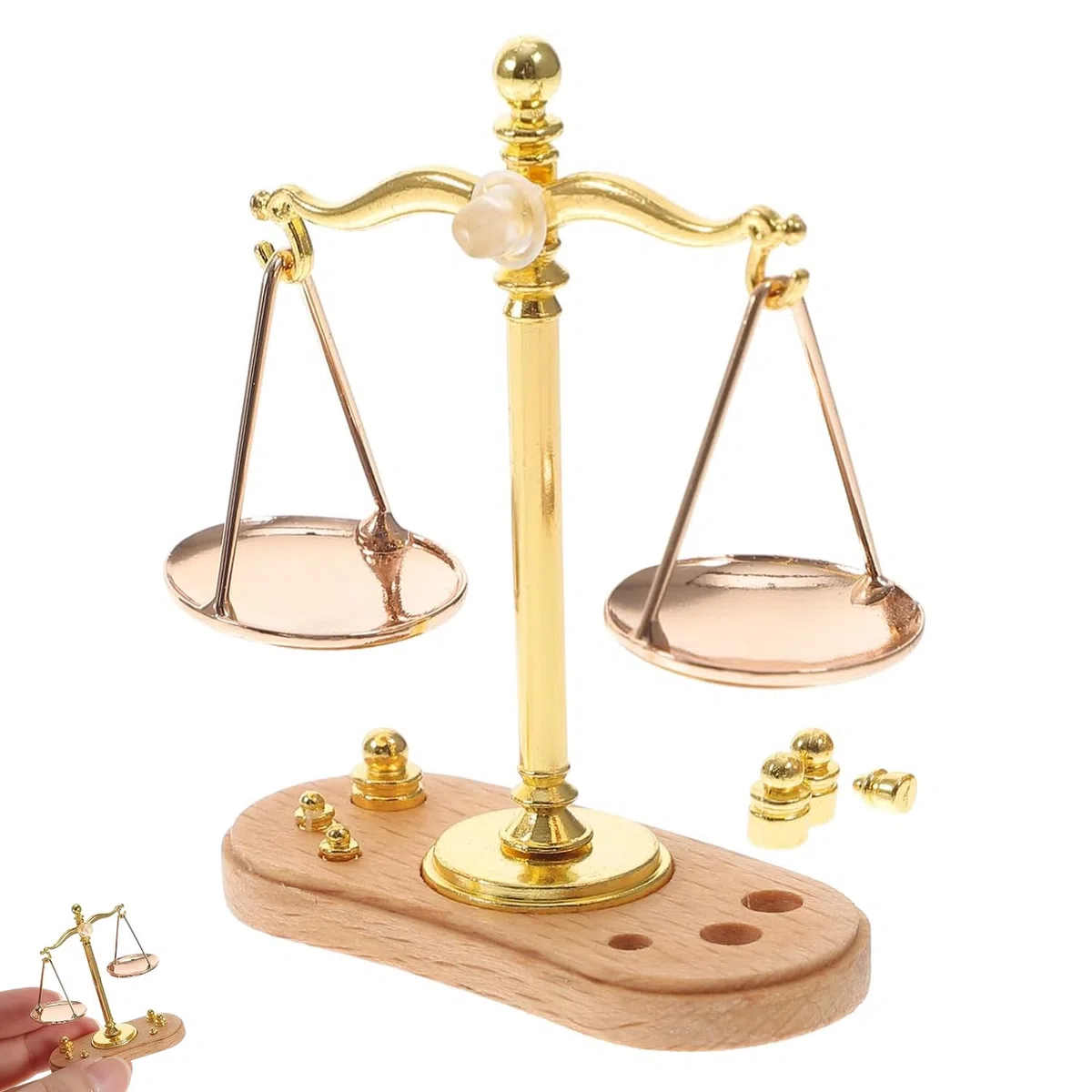 Mini Bilancia Decorativa, Mini Accessori Per La Casa Delle Bambole, Bilancia Giocattolo Per Bambini, Modello Retrò In Scala 1:12 Con 6 Pesi, Per Mini Decorazioni Domestiche