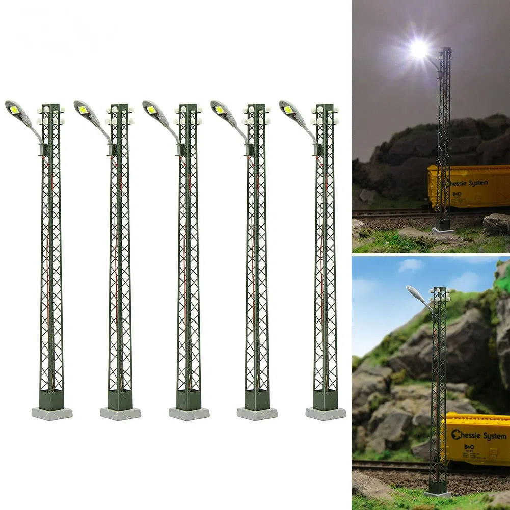 ZYWUOY 5 Pezzi di luci per modellismo Ferroviario, Luce per Albero a Traliccio, Lampada a LED con layout della Luce H0