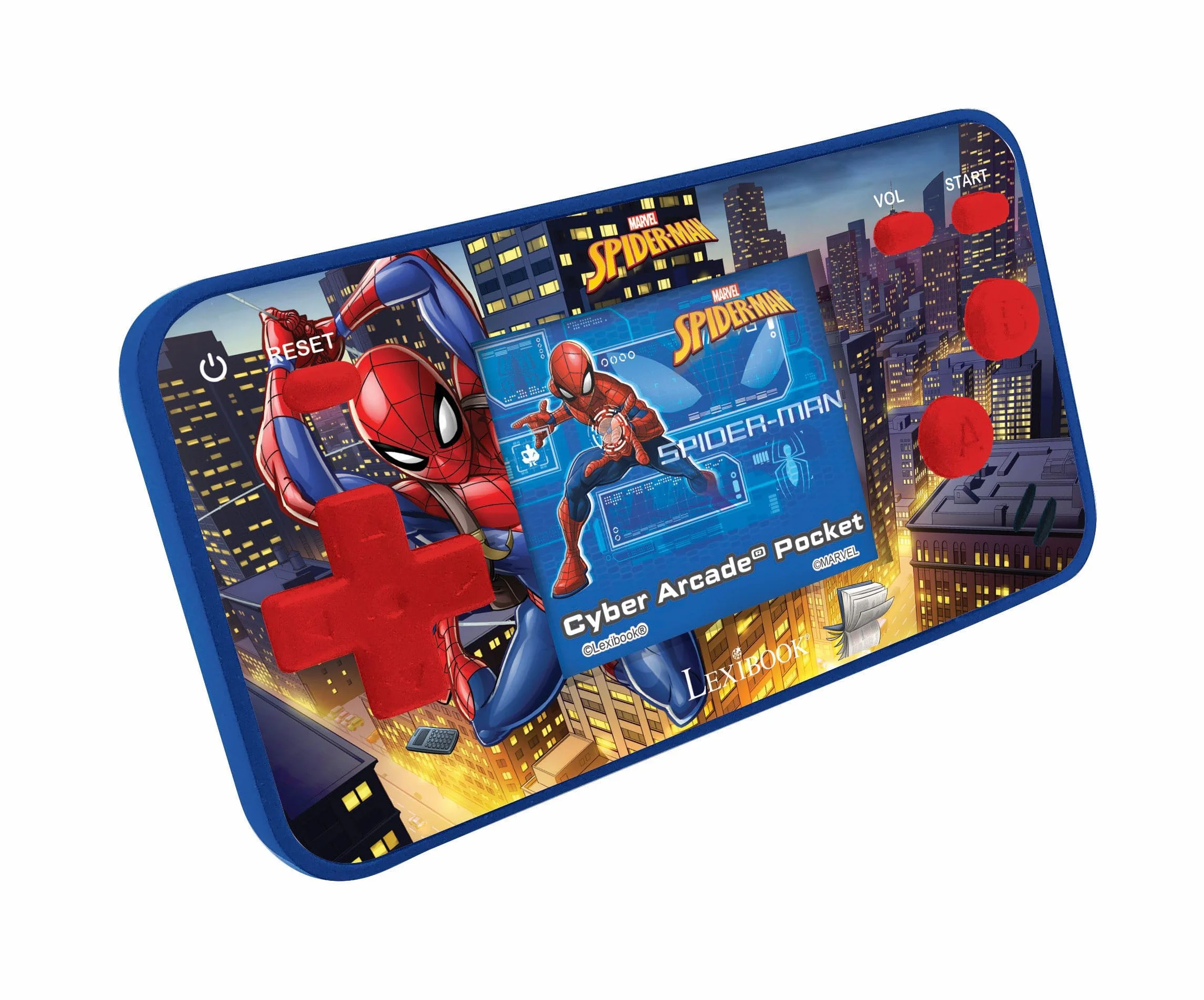 Lexibook Spider-Man Console di gioco portatile Cyber Arcade Pocket, 150 giochi, LCD, batteria, rosso / blu, JL1895SPLXB