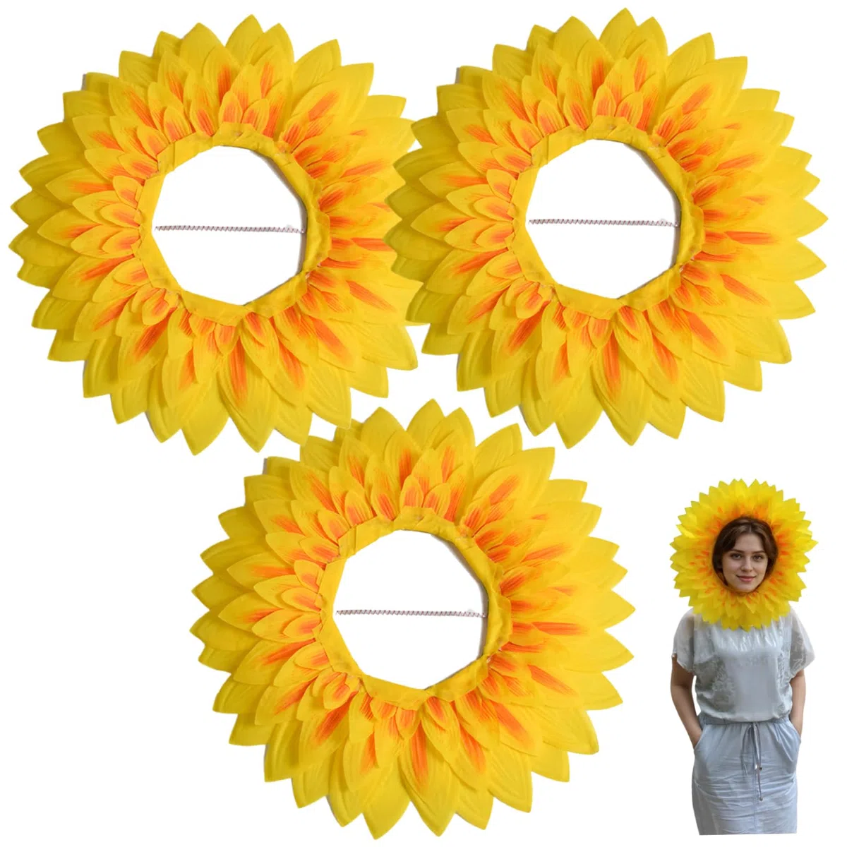Costume da fiore | 3 cappelli divertenti per adulti e bambini, costume da girasole da 16, 5 pollici, copricapo divertente per feste da ballo, festival, giochi, spettacoli, oggetti di scena