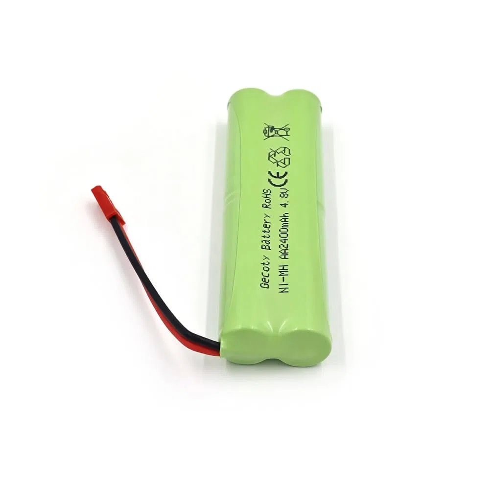 Batteria ricaricabile NI-MH AA da 4,8 V, batteria RC da 2400 mAh con spina JST e cavo di ricarica per giocattoli ad alta velocità, illuminazione, utensili elettrici (JST)