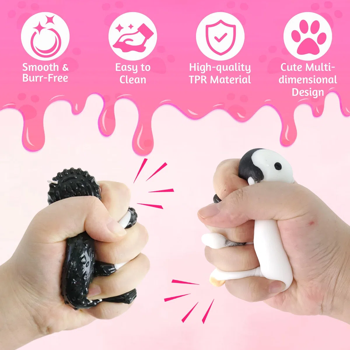 4Pcs Taba Squishy Cat Paw Penguin Squishy Biscotto Giocattolo Antistress Giocattolo Di Simulazione Di Biscotto Da Pizzicare Stress Ball Squeeze Toys Anxiety Relief Per Adulti