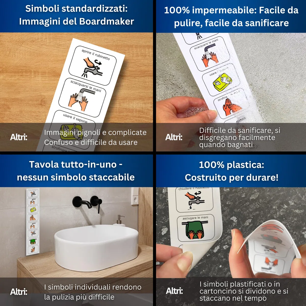 Autism Supplies and Developments Programma Lavaggio Mani –Agenda Visiva Bambini Autismo –Vasino –Igiene Personale –CAA Giochi Montessori/Educativi –Ludattica–Regali Autistici–Italiano