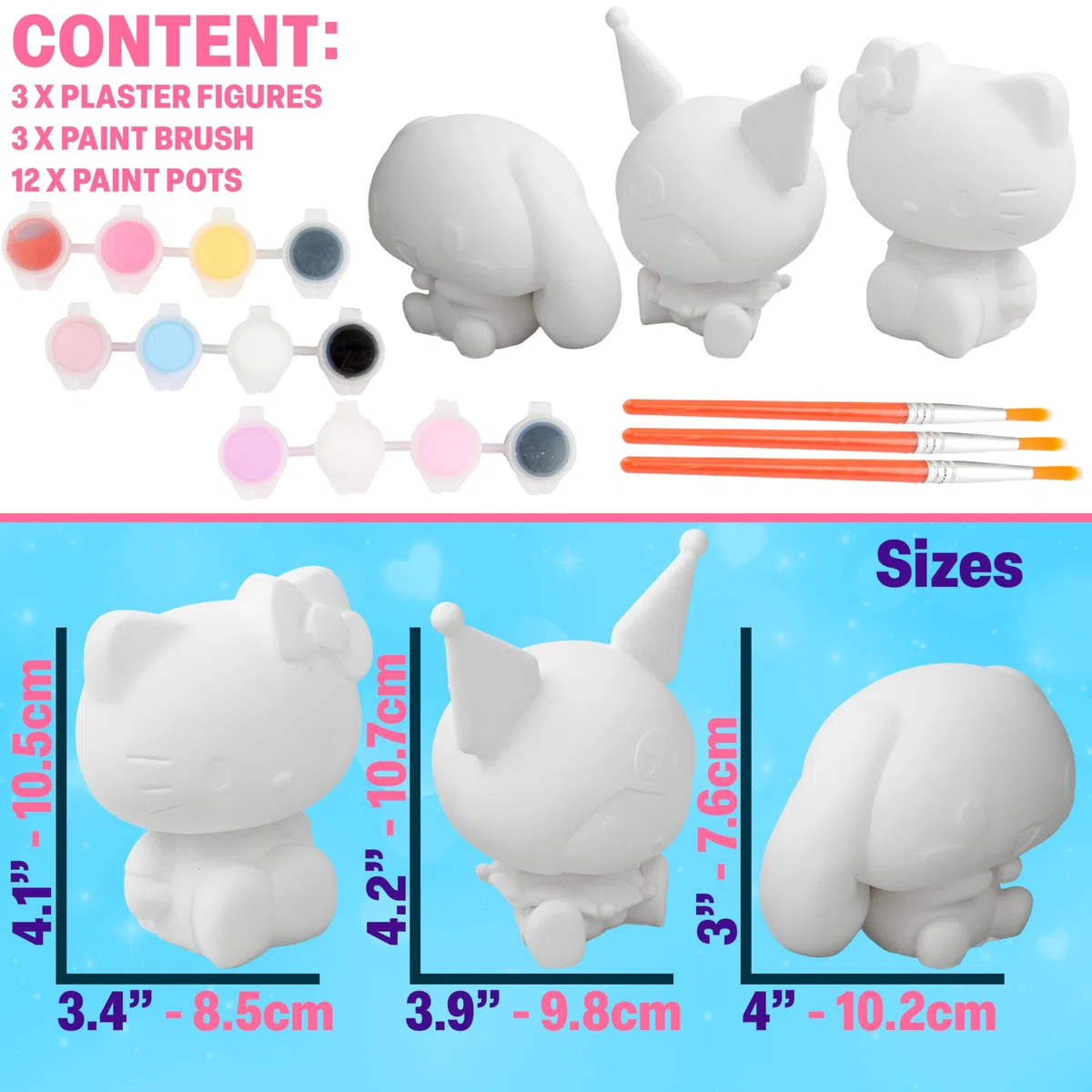 Get Trend Hello Kitty Sanrio Dipingi il Tuo Set per Bambina, Figurine in Gesso Acquerelli Set Pittura Bambini, Kawaii DIY Kit per Dipingere, Regalo Bambini (Multi Hello Kitty)